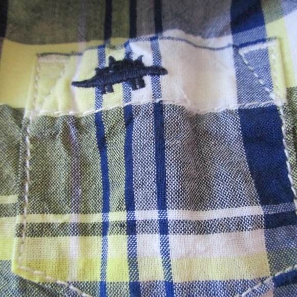 Carters Button Front Shirt Boys Size 9M Blue Green Plaid Short Sleeve Collared - Picture 3 of 3